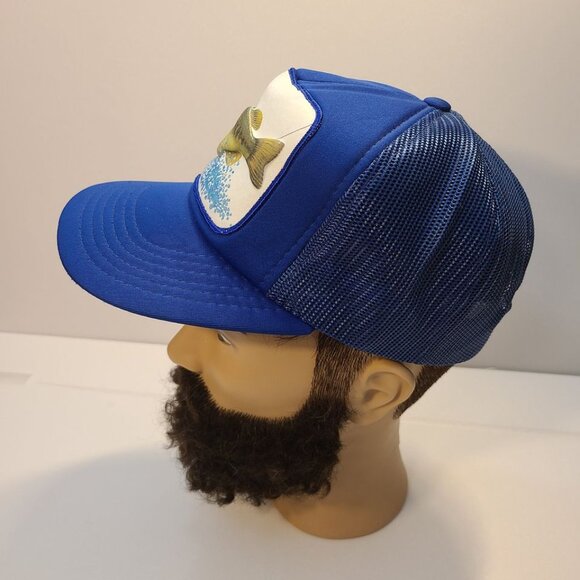 Vintage 90s Trucker Hat Fishing Patch Foam/ Mesh Adjustable Hat - Picture 2 of 7
